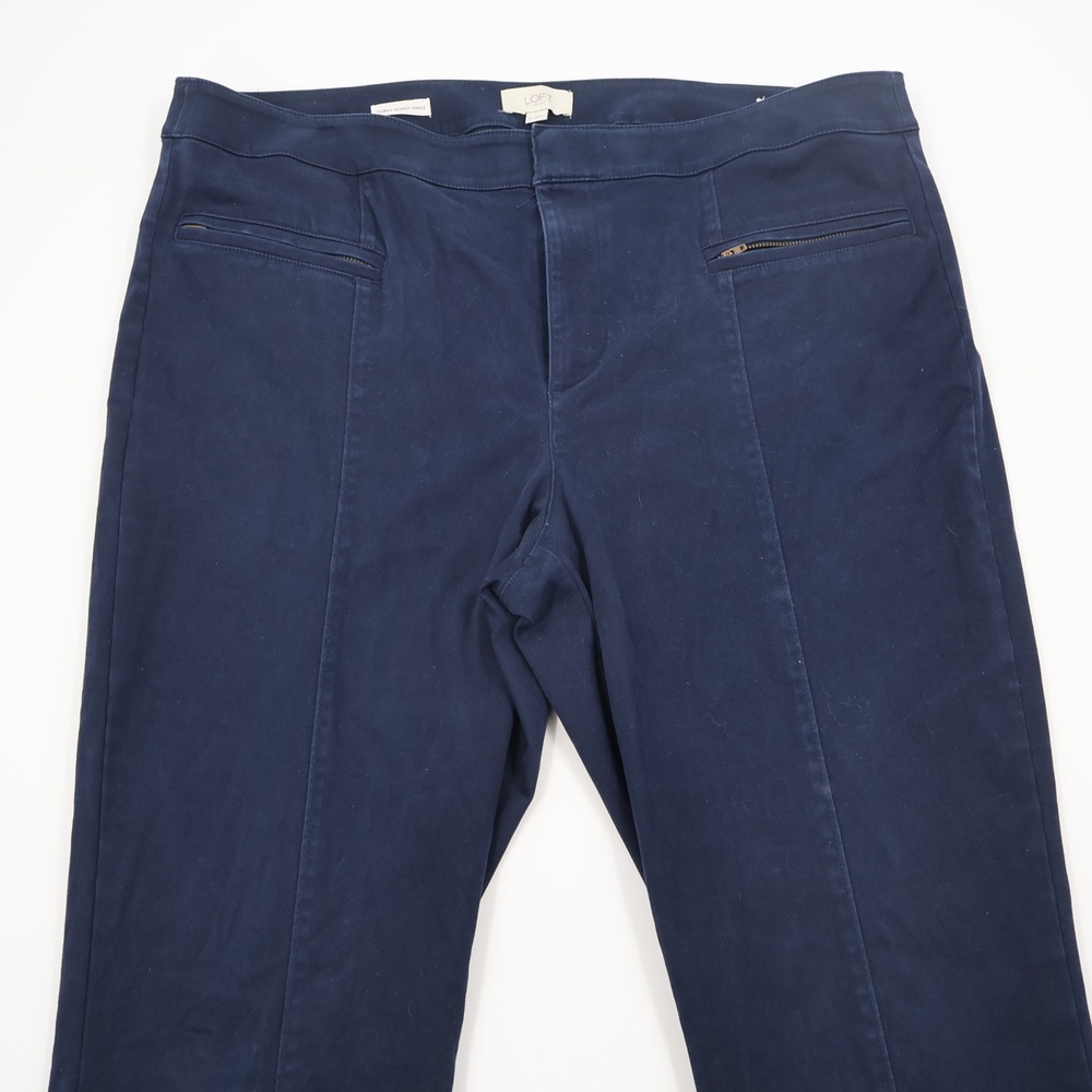 Loft Outlet Curvy Skinny Ankle Pants Womens 16 Navy Blue Front Seam Zip Pocket